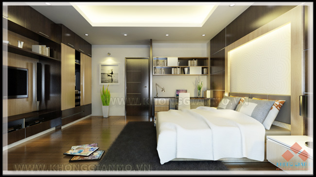 Thiết kế nội thất biệt thự Phối cảnh 3D Phòng ngủ Master Biệt thự Anh Đức - TP Tuyên Quang